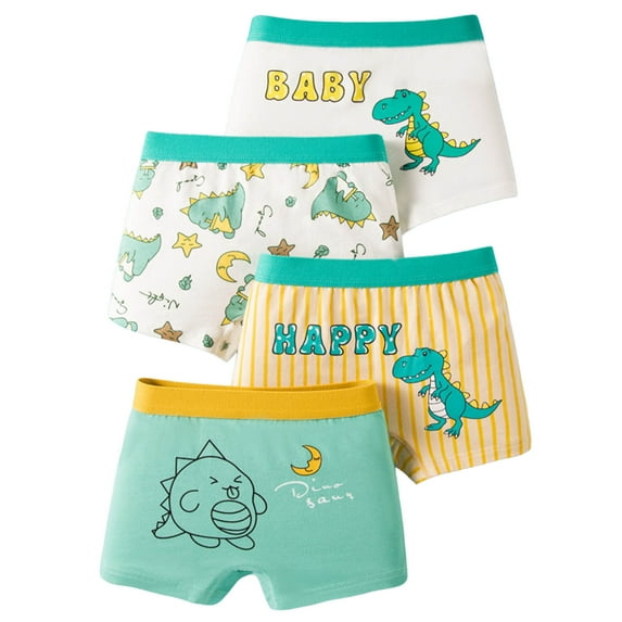 REDARER Boys' Underwear 4-Pack - Dinosaur Print Cotton Briefs, Soft Breathable Kids' Underwear with Elastic Waistband for Daily & Active Wear,Size:4-6 Years
