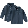 thumbnail image 1 of REDARER Boys Uniform Long Sleeve Polo, 2-Pack - for Little Boys & Big Boys,Size 12-18 Months, 1 of 4