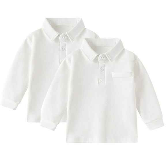 REDARER Boys Uniform Long Sleeve Polo, 2-Pack - for Little Boys & Big Boys,Size 18-24 Months