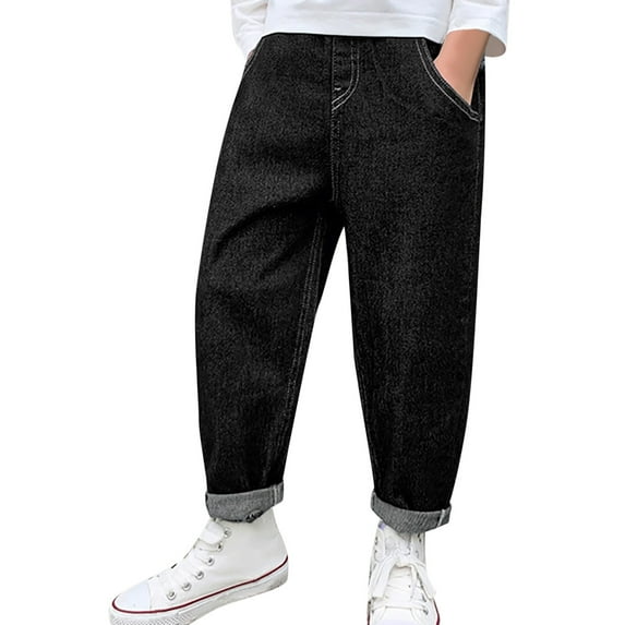 REDARER Boys' Wide Leg Jeans - Loose Fit Vintage Denim Pants, Casual Streetwear, Comfortable Stretchable for Kids, Trendy Hop,Size:8-9 Years