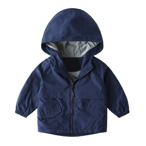 REDARER Boys Windbreaker Jacket Lightweight Hooded Zipper Coat for Outdoor School - Solid Color Water-Resistant Jacket for Kids,Size:7-8 Years