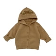 thumbnail image 1 of REDARER Boys Winter Coat Soft Knit Cardigan with Hood Cute Baby Toddler Outerwear Warm Kids Sweater Cozy Fall Outfit,Color:Khaki,Size:6-12 Months, 1 of 6