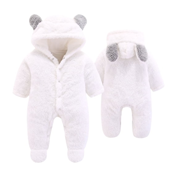 REDARER Boys Winter Romper Jumpsuit with Hood and Ears Soft Baby Outfit for Toddler,Kids Clothing,Size:9-12 Months