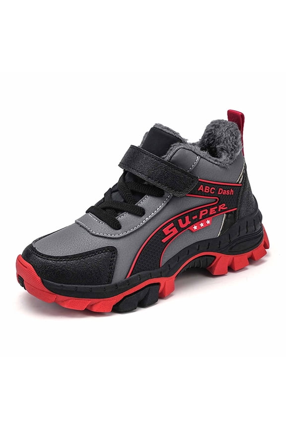Boys Winter Sneakers Durable Thick Sole Outdoor Sports Shoes with Kids Hiking Boots for Cold Weather,Boys Sneakers,Size:8-9 Years