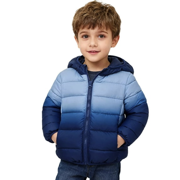 REDARER Boys Winter Warm Gradient Color Down Jacket with Hood Kids Coat Windproof Outdoor Play Cold Weather Coats for Children,Size:2-3 Years
