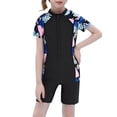 thumbnail image 1 of REDARER Children's Swimsuit Girls Short Sleeve Zipper 1 Piece Flat Corner Large Children's Swimsuit,Girls Swimsuit,7-8 Years, 1 of 8