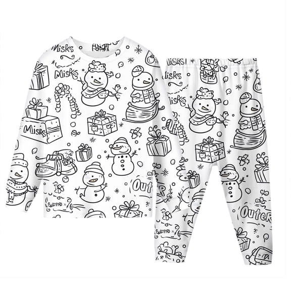 REDARER Christmas DIY Coloring Pajama Set, Draw Your Own Holiday Design, Festive Fun Homewear for Kids with Fabric Markers,Size:6-7 Years