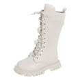 thumbnail image 1 of REDARER Classic Leather Princess Boots, High Shaft Flat Boots with Soft Comfortable Sole, Elegant Long Booties for Girls,Size:9.5-10 Years, 1 of 6