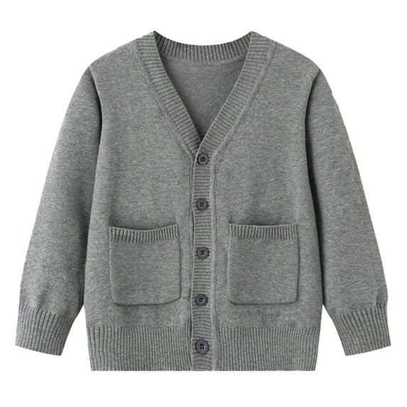 REDARER Classic Solid Color Button Front Cardigan Sweater for Girls with Pockets Comfortable Knit Open Front Coat for Kids,Kids Clothing,Size:10-11 Years