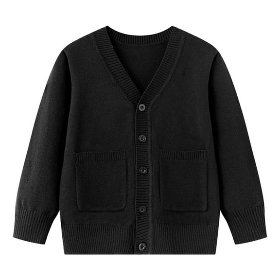 REDARER Classic Solid Color Button Front Cardigan Sweater for Girls with Pockets Comfortable Knit Open Front Coat for Kids,Kids Clothing,Size:3-4 Years