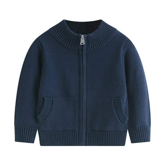 REDARER Classic Solid Color Zip Front Knit Cardigan Sweater for Girls with Pockets Comfortable Casual Outerwear Jacket for Kids,Kids Clothing,Size:3-4 Years