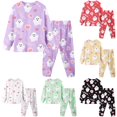 thumbnail image 1 of REDARER Crew Neck Long Sleeve 2 Piece Kids Pajama Set Cute Ghost Skull Heart Floral Print Soft Stretch Sleep Loungewear for Halloween Trick or Treat Fall Daily Holiday Party Outfit,3Y, 1 of 4