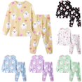 thumbnail image 1 of REDARER Crew Neck Long Sleeve 2 Piece Kids Pajama Set Cute Ghost Skull Heart Floral Print Soft Stretch Sleep Loungewear for Halloween Trick or Treat Fall Daily Holiday Party Outfit,6Y, 1 of 4