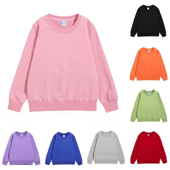 REDARER Crewneck Long Sleeve Cotton Pullover Sweatshirt Soft Casual Basic Daily Tops for Kids,5-6 Years