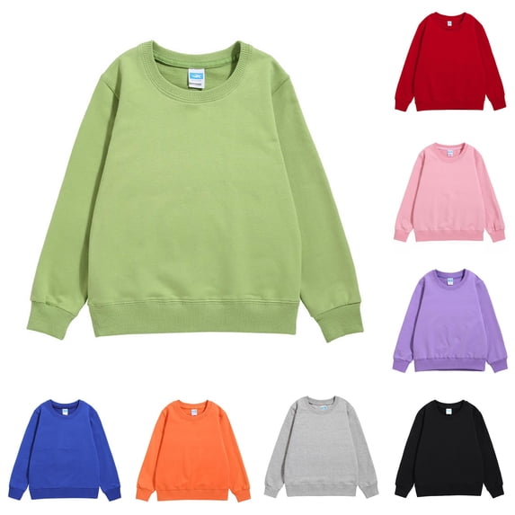 REDARER Crewneck Long Sleeve Cotton Pullover Sweatshirt Soft Casual Basic Daily Tops for Kids,6-7 Years