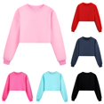 thumbnail image 1 of REDARER Crewneck Long Sleeve Cropped Pullover Sweatshirt Casual Sport Tops for Kids,14-15 Years, 1 of 5