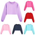 thumbnail image 1 of REDARER Crewneck Long Sleeve Cropped Pullover Sweatshirt Casual Sport Tops for Kids,6-7 Years, 1 of 5