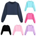 thumbnail image 1 of REDARER Crewneck Long Sleeve Cropped Pullover Sweatshirt Casual Sport Tops for Kids,6-7 Years, 1 of 5