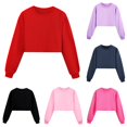 thumbnail image 1 of REDARER Crewneck Long Sleeve Cropped Pullover Sweatshirt Casual Sport Tops for Kids,9-10 Years, 1 of 5