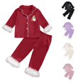 thumbnail image 1 of REDARER Cute Ghost Pumpkin Bat Graphic 2 Piece Button Front Kids Long Sleeve Pajama Set Silky Sleep Loungewear for Halloween Fall Home Holiday Outfit,12-13 Years, 1 of 5
