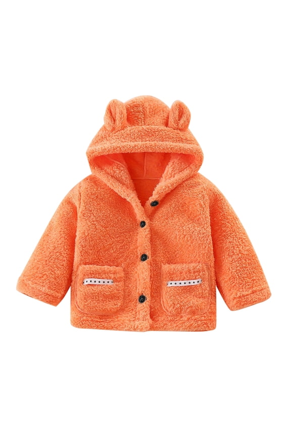 Hooded Jacket - Thick Plush Coat for Kids, Soft Warm Outerwear with Zipper, Unisex Toddler & Children Winter Coat,Size:12-18 Months