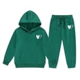 thumbnail image 1 of REDARER Fleece Hoodie and Joggers Set, Cozy Winter Outfit with Heart Print, Plush Lined Casual Kids Clothes for Boys and Girls,Size:3-4 Years, 1 of 3