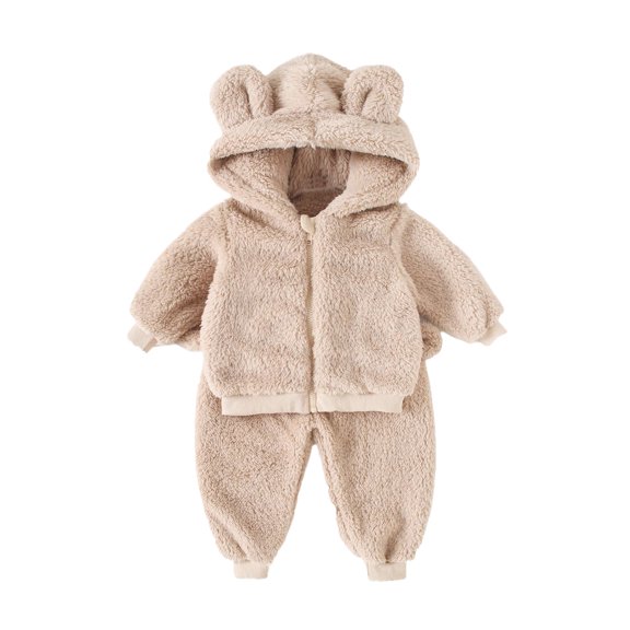 REDARER Outfit for Baby Boys Cozy Two Piece Toddler Winter Wear with Jacket and Pants Soft Warm Fabric,Size:9-12 Months