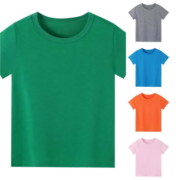 REDARER Gender Neutral Kids Solid Short Sleeve Crew Neck T Shirt Soft Comfort Daily Casual Tops School Uniform,5-6 Years