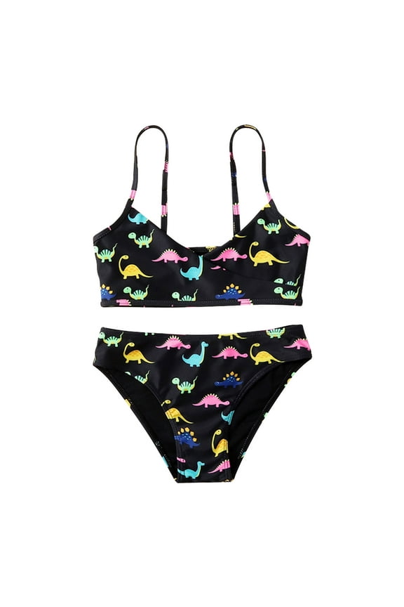 Girl 2 Piece Swimsuit Sport Dinosaurs Prints High Waist Bikini Set Swimwear Bathing Suit,Girls Swimsuit,8-9 Years