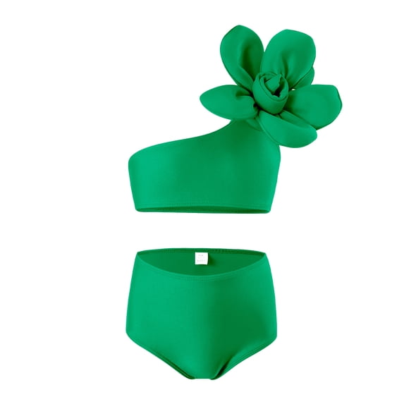 REDARER Girl 2 Piece Swimsuit Sport Soild Flowers Bikini Set Swimwear Bathing Suit,Girls Swimsuit,5-6 Years
