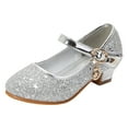 thumbnail image 1 of REDARER Girl Princess PU Sequins Shoes Children Silver Performance Shoes,12, 1 of 5
