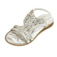 thumbnail image 1 of REDARER Girl Princess Sandals Rhinestone Slingback Sandals Elastic Ankle Strap Casual Bohemian Beach Shoes,Size 11-11.5 Years, 1 of 9