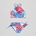 thumbnail image 1 of REDARER Girl's 2-Piece Bikini Set: Floral Print, Halter Top & Drawstring Bottom – Summer Beach Bathing Swimwear,3-4 Years, 1 of 7