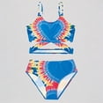thumbnail image 1 of REDARER Girls' 2-Piece Bikini Set – Tie-Dye Heart Print Cutout Top + Bottoms, Adjustable-Strap Swimwear for Teenagers & Children,14-15 Years, 1 of 4