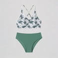 thumbnail image 1 of REDARER Girls' 2-Piece Bikini Set – Tree Print Cross-Back Top + Solid Bottom, Stylish Sporty Beach Swimwear,6-8 Years, 1 of 6