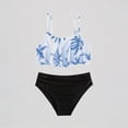thumbnail image 1 of REDARER Girls' 2-Piece Bikini Set – Tree Print Ruffled Top + Solid Bottom, Stylish Sporty Beach Swimwear,14-15 Years, 1 of 7