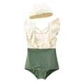 thumbnail image 1 of REDARER Girls 2 Piece Color Block One Piece Swimsuit Set with Ruffle Flutter Sleeve and Swim Cap Bathing Suit,5-6 Years, 1 of 5
