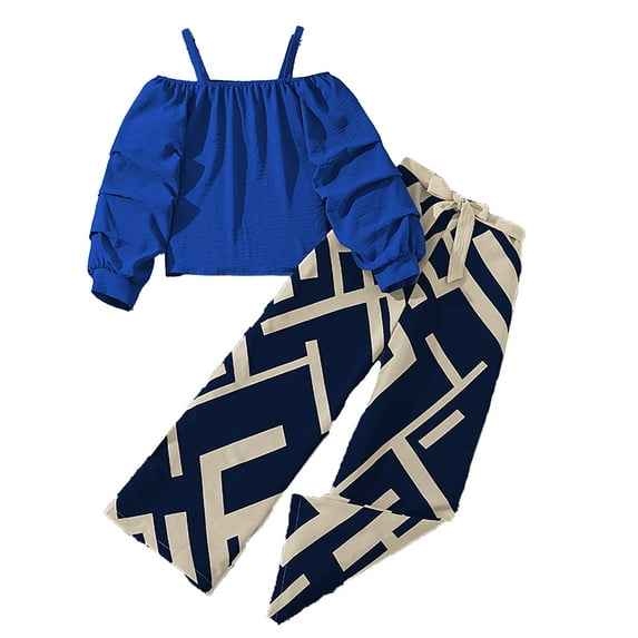 REDARER Girls' 2-Piece Floral Outfit Set – Ruffled Sleeve Top + Wide Leg Pants, Loose Fit Breathable Fabric,for Sze 11-12 Years