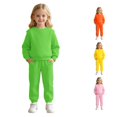 thumbnail image 1 of REDARER Girls 2 Piece Outfit Crew Neck Lined Sweatshirt Elastic Jogger Pants Casual Autumn Winter Warm Matching Set for Little Girls,1-2 Years, 1 of 9