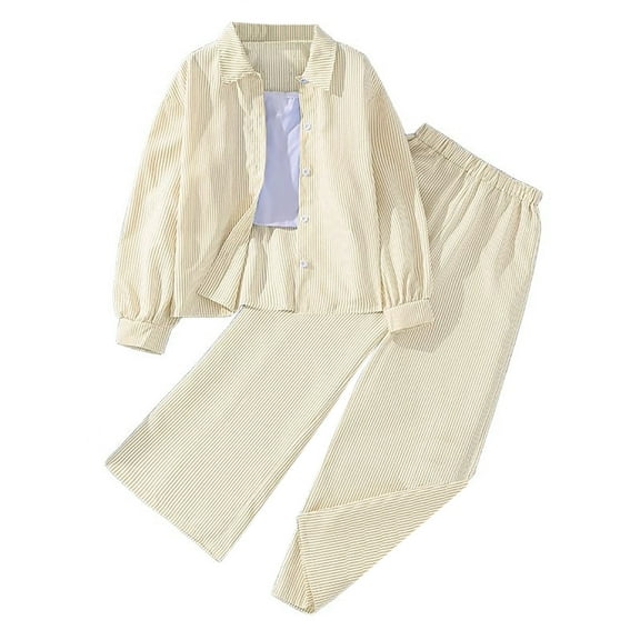 REDARER Girls 2-Piece Outfit - Striped Long Sleeve Set, Soft Cotton Casual Wear for Everyday Play,Size:7-8 Years