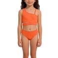 thumbnail image 1 of REDARER Girls 2 Piece Ribbed Bikini Set One Shoulder Cutout Top with High Waist Bottoms Bathing Suit,10-11 Years, 1 of 7