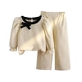 thumbnail image 1 of REDARER Girls' 2-Piece Set - Bow Detail Long Sleeve Top & Casual Pants, Fall Outfit for Kids, Elegant Matching Set for School & Everyday,Size:6-7 Years, 1 of 6