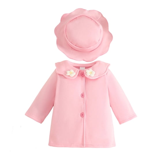 REDARER Girls 2-Piece Set, Floral Print Hooded Jacket & Dress, Detachable Flower for Autumn Winter Warmth,Size:2-3 Years