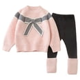 thumbnail image 1 of REDARER Girls 2-Piece Set Knit Pullover & Leggings, Bow Tie Round Neck Winter Sweater Outfit for Baby Toddler, Cute Fall Clothes,Size:4-5 Years, 1 of 9
