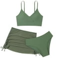 thumbnail image 1 of REDARER Girls' 3 Piece Plain Swimsuit Wrap Bikini with Ruched Cover Up Skirt Set,Girls Swimsuit,10-11 Years, 1 of 4