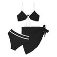 thumbnail image 1 of REDARER Girls 3 Piece Swimsuit Set Black Knot Bikini with Matching Cover Up Skirt for Kids,8-9 Years, 1 of 9