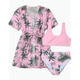 thumbnail image 1 of REDARER Girls 3-Piece Tankini Swimsuit Tree Print with Mesh Cover Up Bathing Suit for Toddler Kids,9-10 Years, 1 of 9