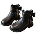 thumbnail image 1 of REDARER Girls Ankle Booties with Side Zipper & Bow Detail, Elastic Comfort Fit Dressy Boots for Toddler to Kids, Spring Autumn Winter Shoes,Color:Black,Size:4.5-5 Years, 1 of 8