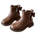 thumbnail image 1 of REDARER Girls Ankle Booties with Side Zipper & Bow Detail, Elastic Comfort Fit Dressy Boots for Toddler to Kids, Spring Autumn Winter Shoes,Color:Brown,Size:2-2.5 Years, 1 of 8