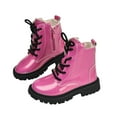 thumbnail image 1 of REDARER Girls Ankle Boots, Lace Up Princess Booties with Soft Sole, Comfortable Flat Heel Leather Boots for Casual Wear,Size:6-7 Years, 1 of 9